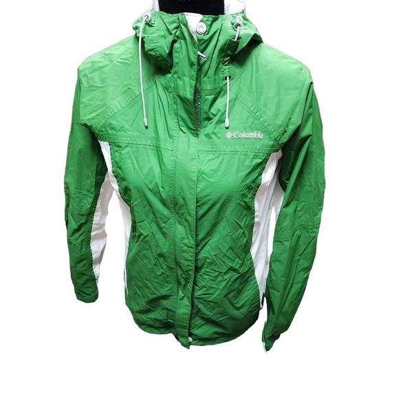 Columbia Jackets & Blazers - Columbia Women's Medium  OmniTech Green White Hooded Raincoat